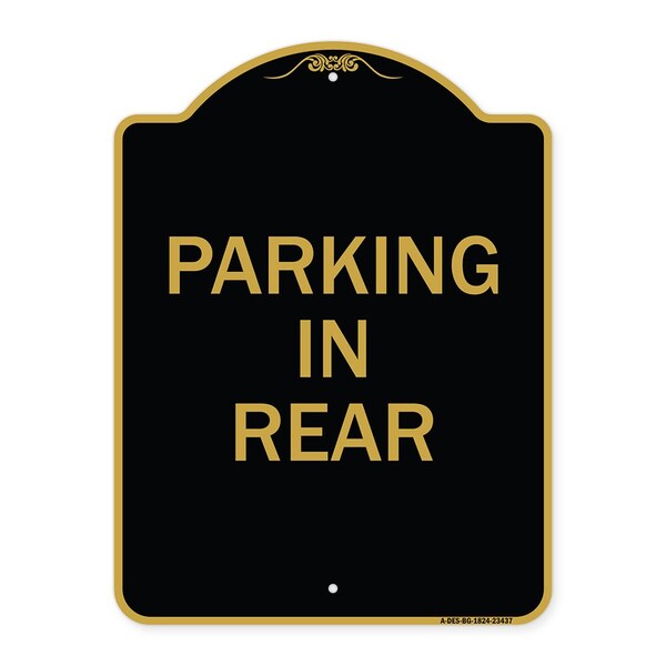 Signmission Designer Series Sign-Parking in Rear, Black & Gold Aluminum Sign, 18" x 24", BG-1824-23437 A-DES-BG-1824-23437 - main